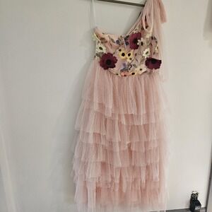 New York & Company Pink Floral Tulle Maxi Dress